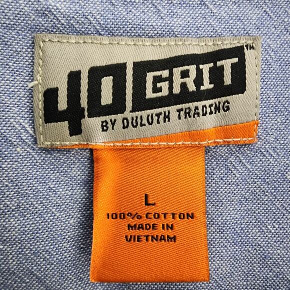 Duluth Trading Co 40 Grit Womens Chambray Shirt Blue Long Sleeve Button Large - Picture 8 of 9